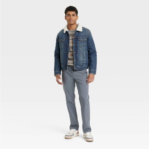 Men's Faux Shearling Lined Denim Trucker
Jacket - Goodfellow & Co™ Blue - Picture 3 of 9